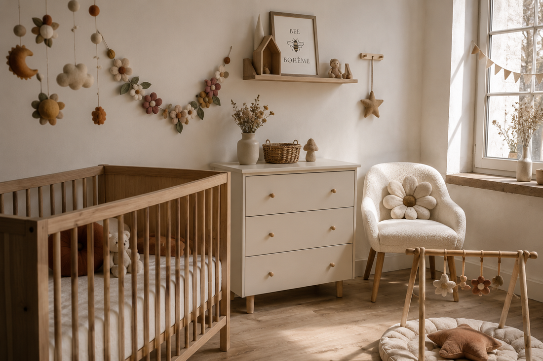 Comment créer une chambre de bébé bohème, douce et naturelle ?