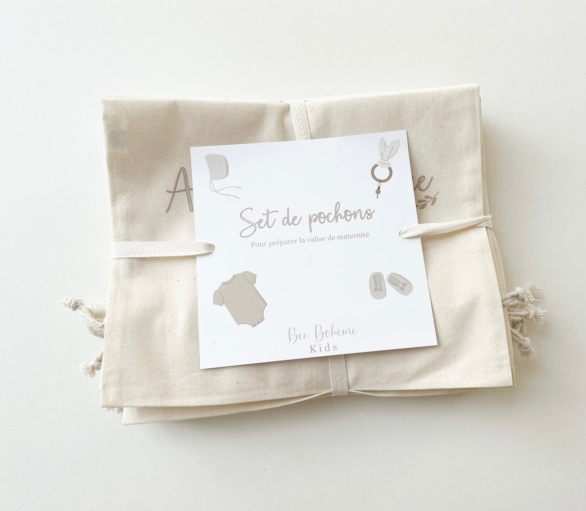 Set de pochons maternité en coton biologique Bee Bohème