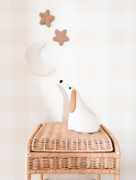 Trio mural lune et étoiles en laine feutrée, décoration artisanale pour chambre de bébé